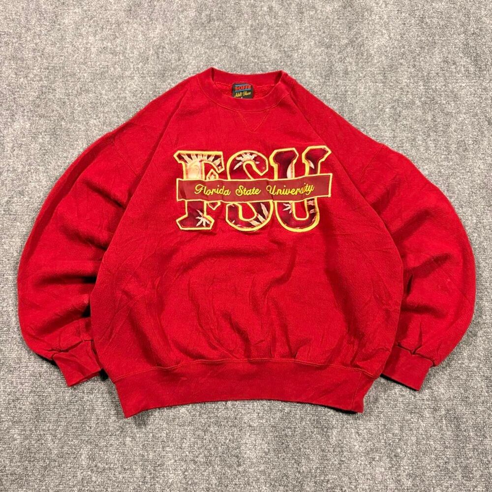 vintage 90s soffe florida state university applique pullover crewneck